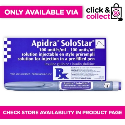 APIDRA - Insulin Glulisine 100units/ml [PRESCRIPTION REQUIRED] Available In Click & Collect Express Only