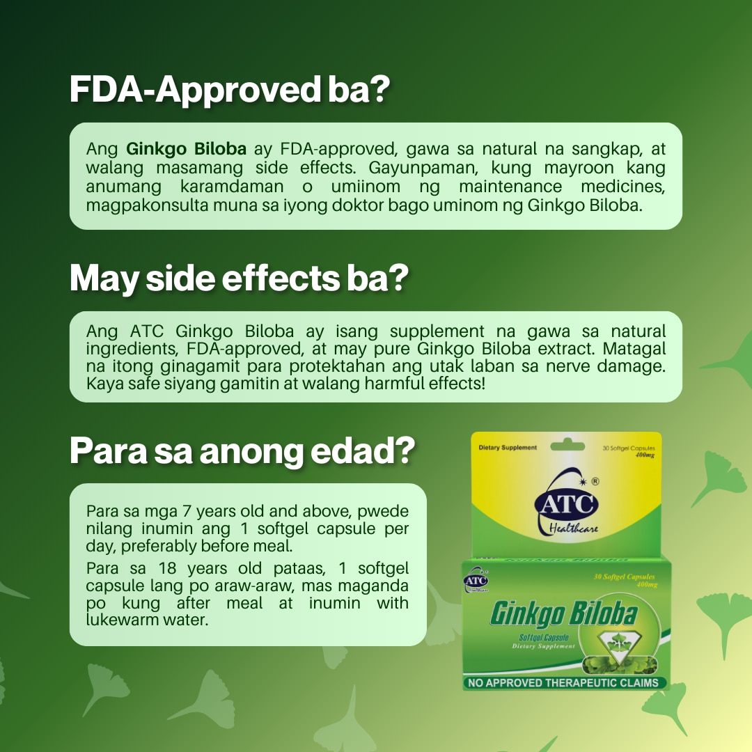 Ginkgo Biloba SoftgelCapsule 400mg 30 pieces per box