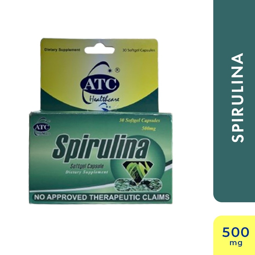 ATC HEALTH Spirulina Soybean Oil Beeswax 500 mg Softgel Capsule Sold Per Piece