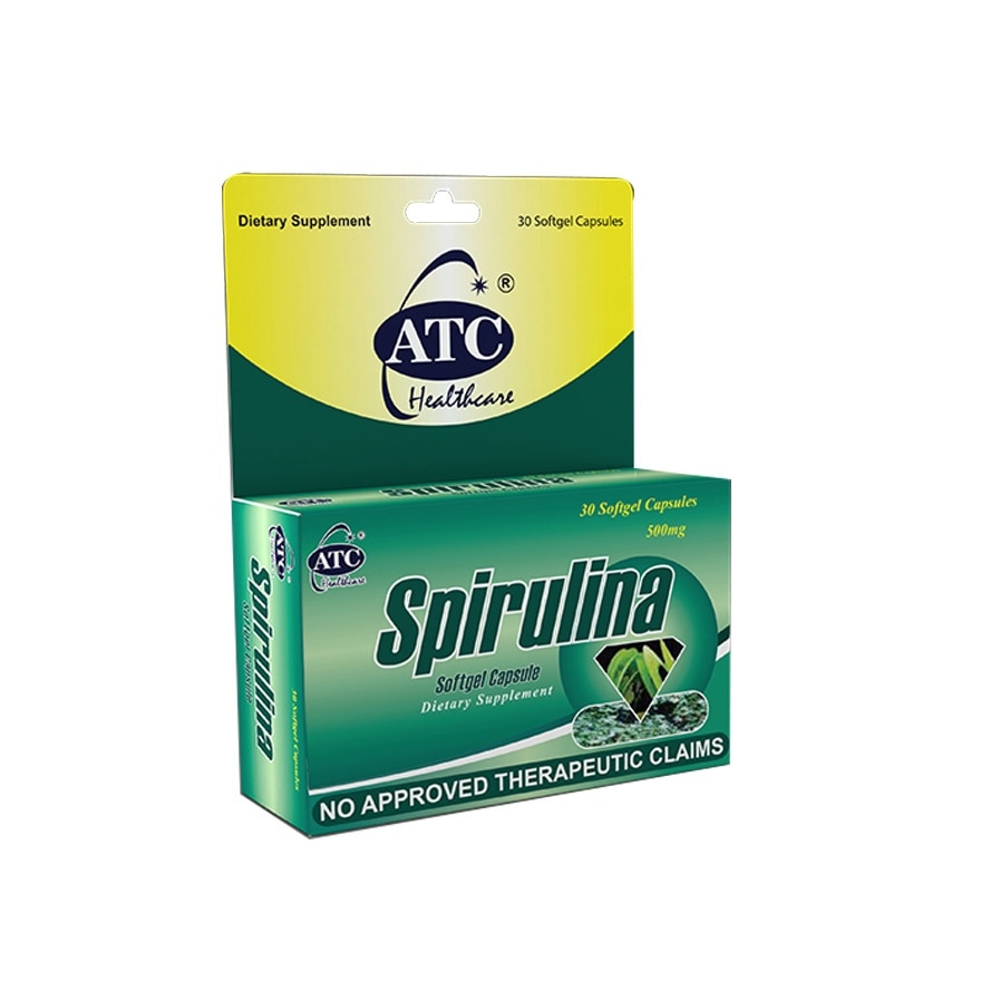 ATC HEALTH Spirulina Soybean Oil Beeswax 500 mg Softgel Capsule Sold Per Piece