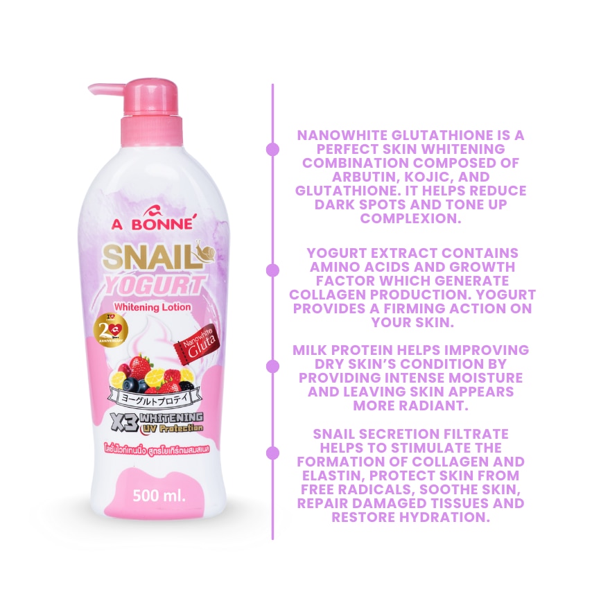 ABONNE SNAIL YOGURT WHITENING LOTION 500ML