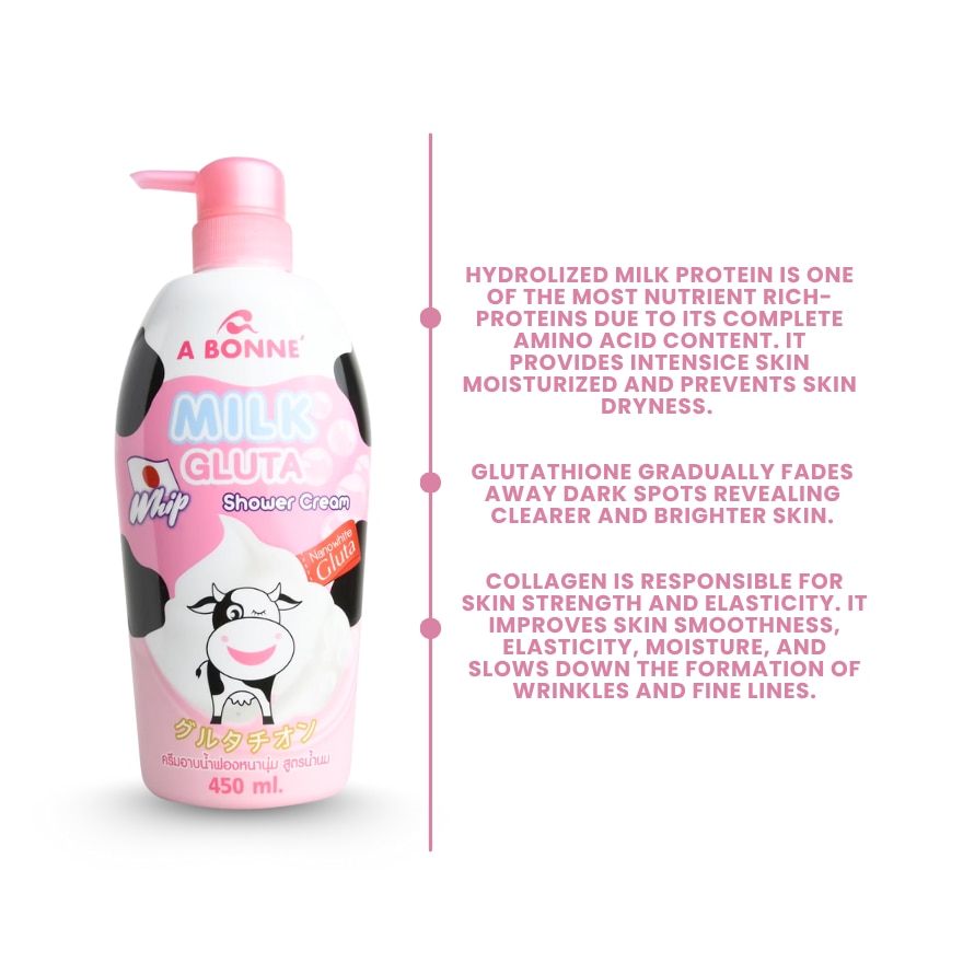 Milk Gluta Whip Shower Cream Pump 450ml