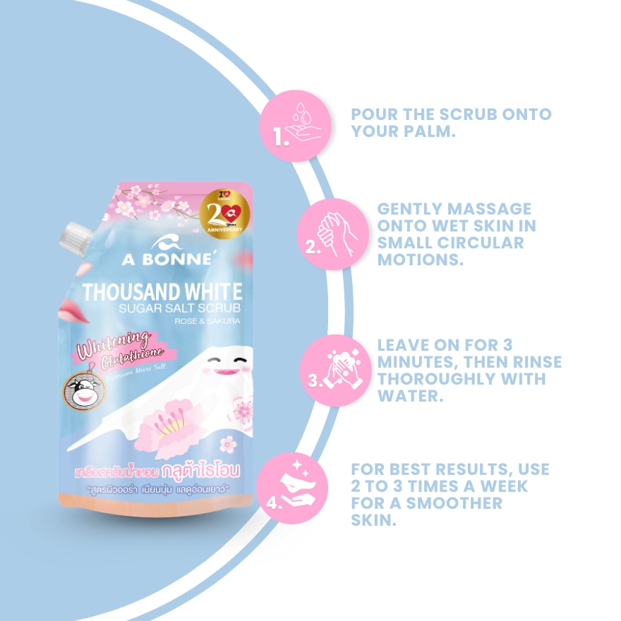 Thousand White Sugar Salt Scrub Rose and Sakura 350g