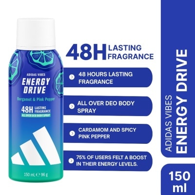 ADIDAS - ADIDAS Vibes Energy Drive Bergamont & Pink Pepper Deo Body Spray 150ml