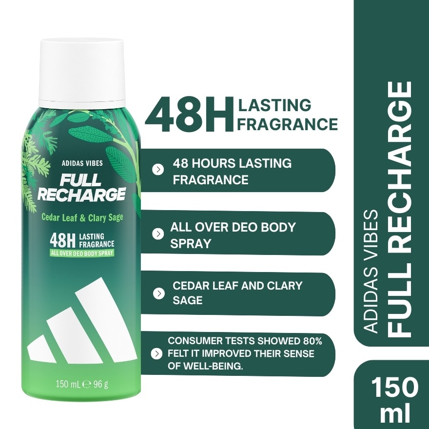 ADIDAS Vibes Full Recharge Cedar Leaf & Clary Sage Deo Body Spray 150ml