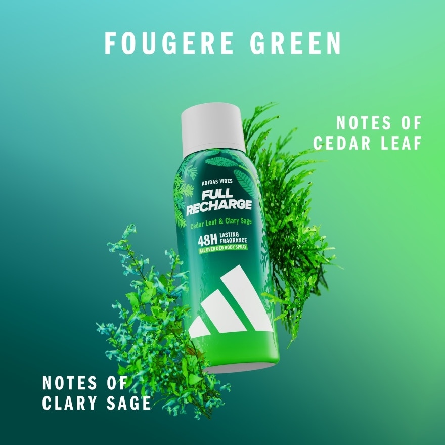 ADIDAS Vibes Full Recharge Cedar Leaf & Clary Sage Deo Body Spray 150ml