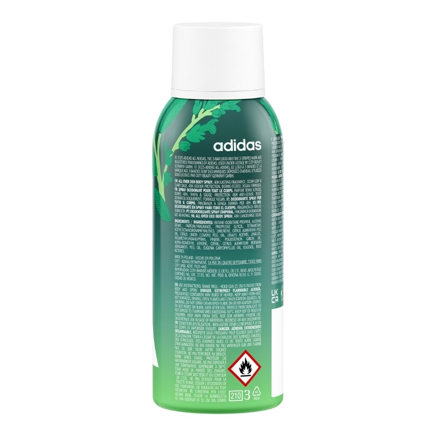 ADIDAS Vibes Full Recharge Cedar Leaf & Clary Sage Deo Body Spray 150ml