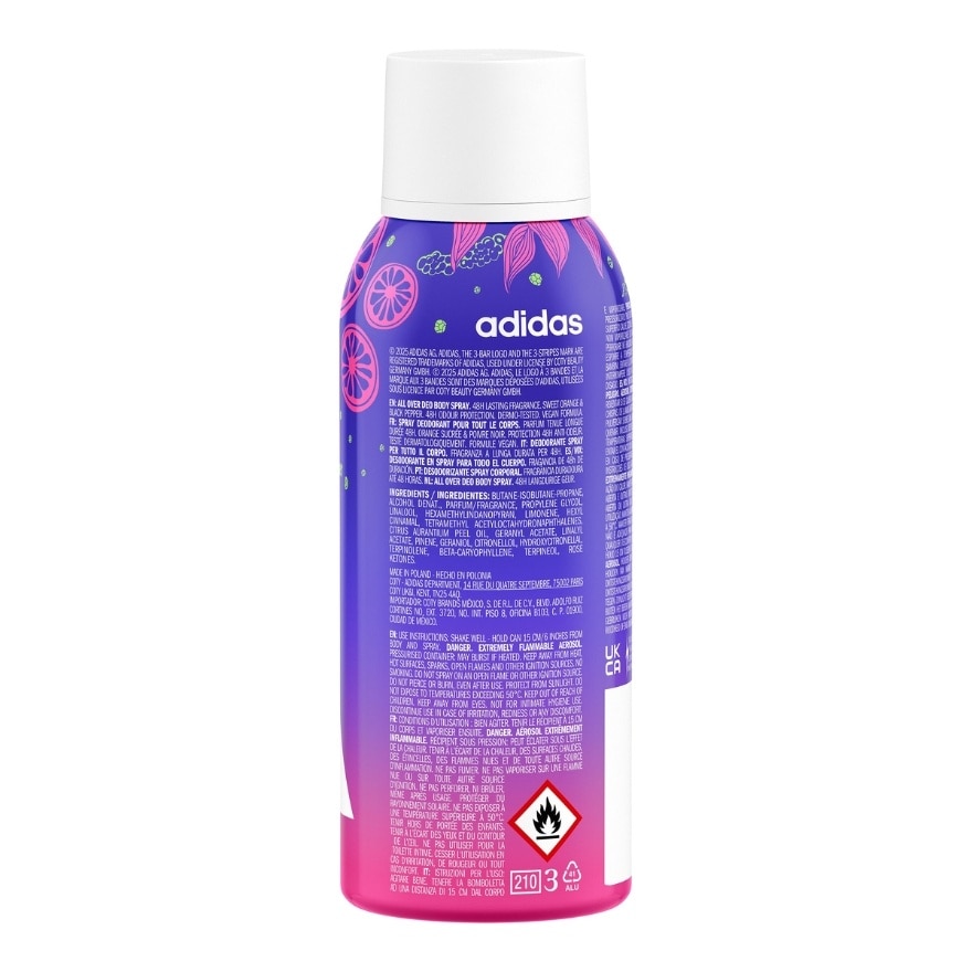 ADIDAS Vibes Spark Up Sweet Orange & Black Pepper Deo Body Spray 150ml
