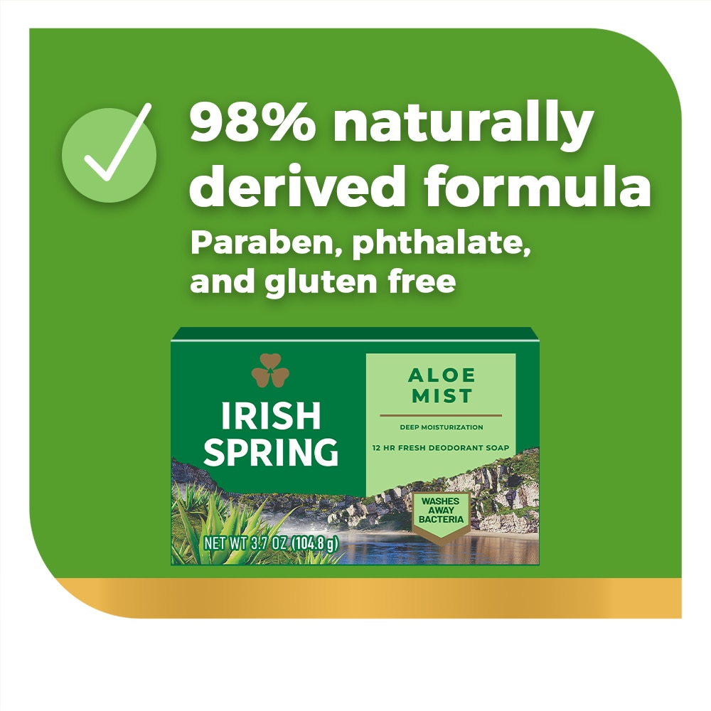 Irish Spring Aloe Mist Body Bar Soap 3.7 oz. Pack of 3 image