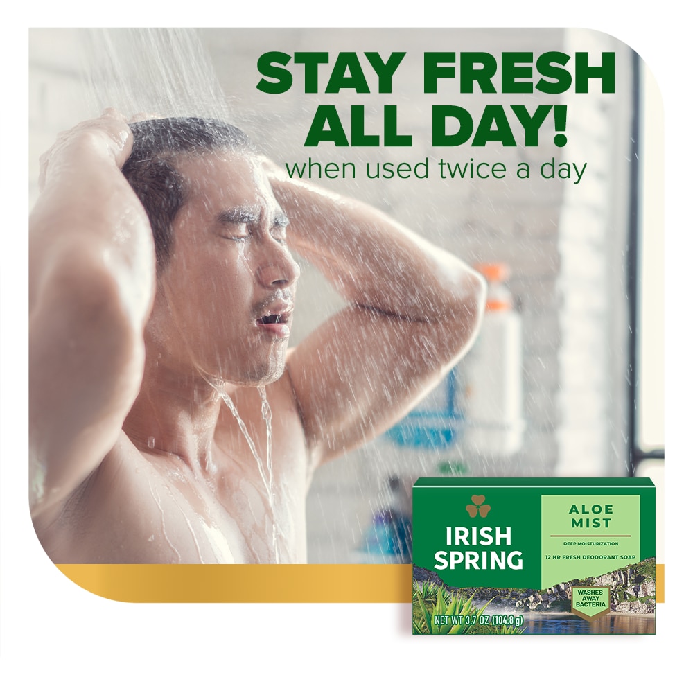 Irish Spring Aloe Mist Body Bar Soap 3.7 oz. Pack of 3 image
