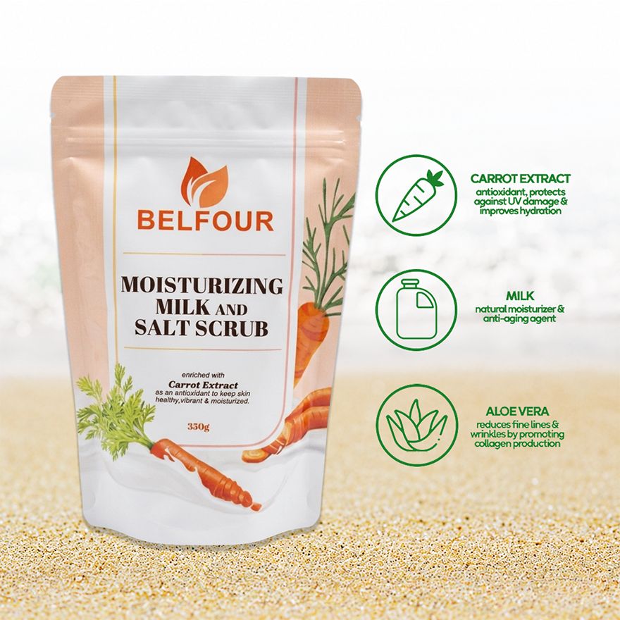BELFOUR Whitening Moisturizing Milk Salt Scrub with Carrot Extract 350g image