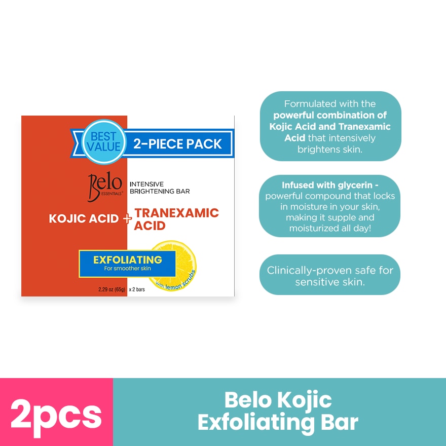 Intensive Whitening Bar Kojic + Tranexamic Acid Exfoliating 65gx2