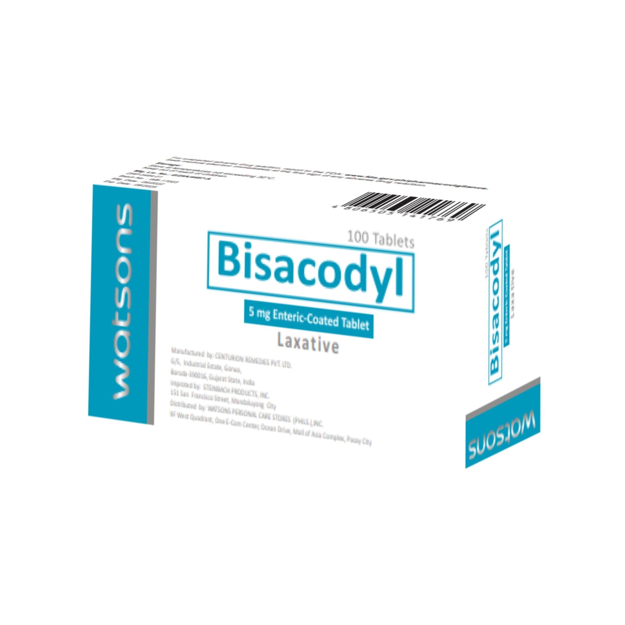WATSONS GENERICS Bisacodyl 5mg 1 Enteric-Coated Tablet (Expiry:  Sept 30, 2025)