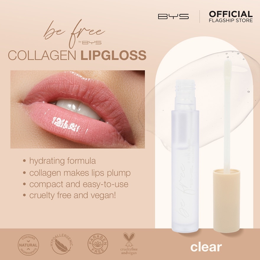 BE FREE by BYS Collagen Lipgloss Clear 5ML