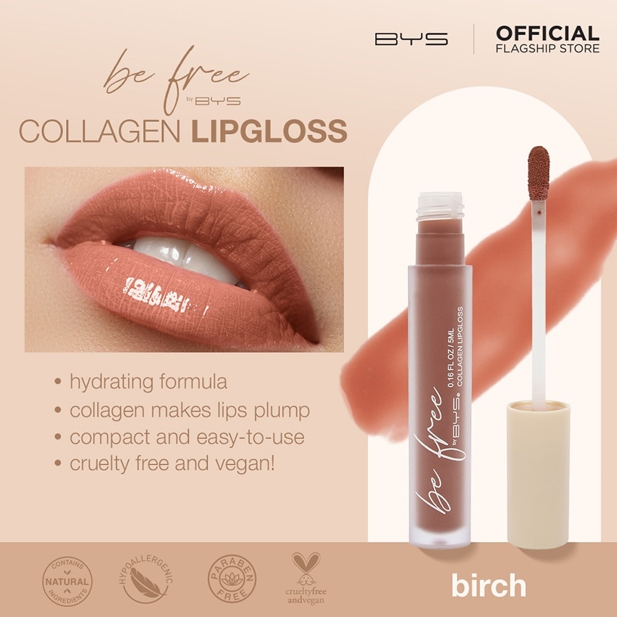 BE FREE by BYS Collagen Lipgloss Birch 5ML