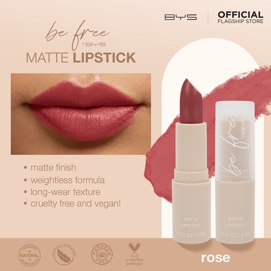 BE FREE by BYS Matte Lipstick - Rose 3.5G