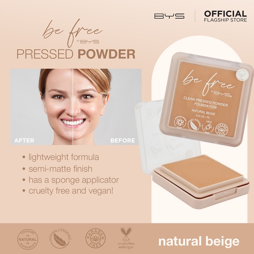 BE FREE by BYS Pressed Powder Natural Beige 7G