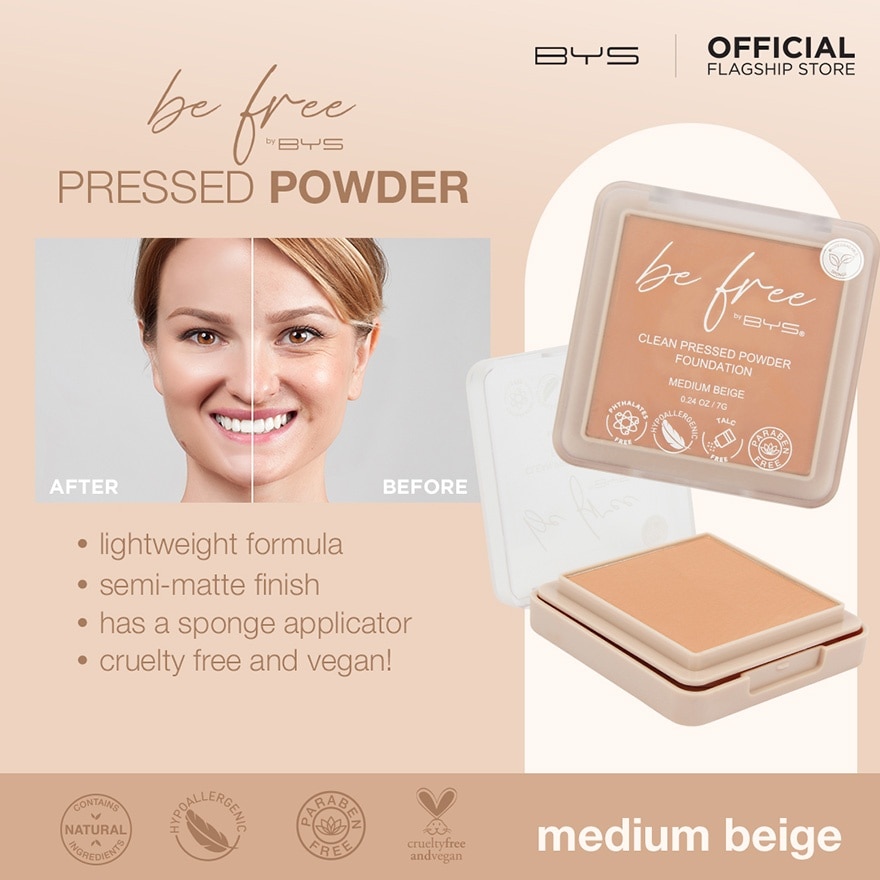 BE FREE by BYS Pressed Powder Medium Beige 7G