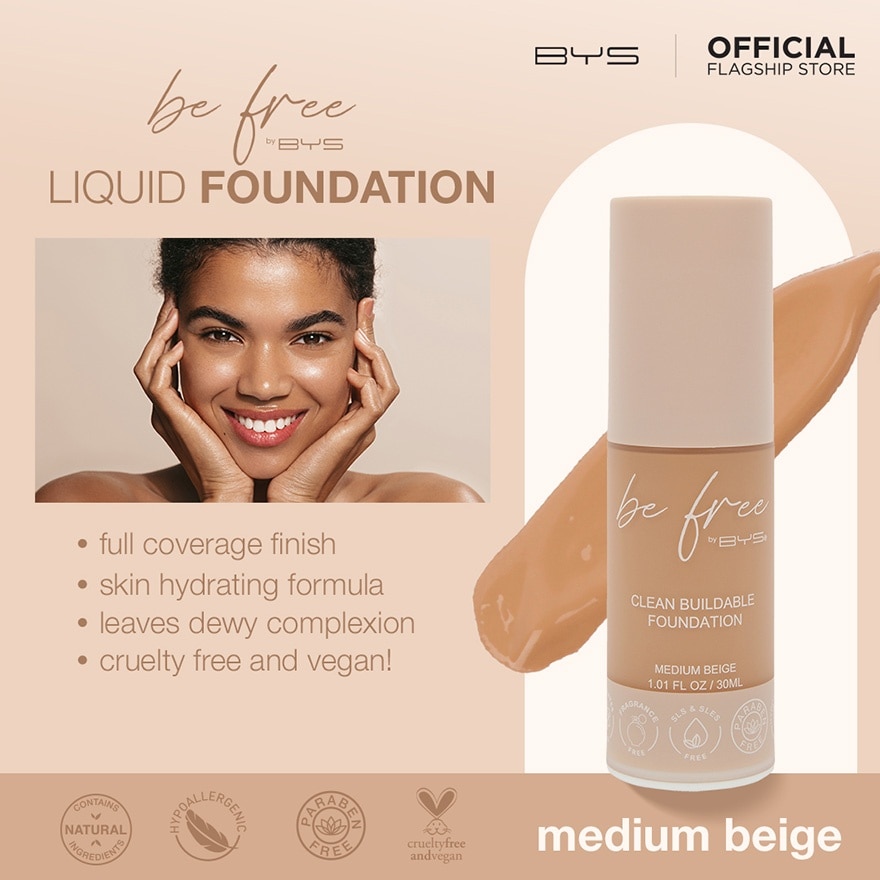BE FREE by BYS Liquid Foundation Medium Beige 30ML