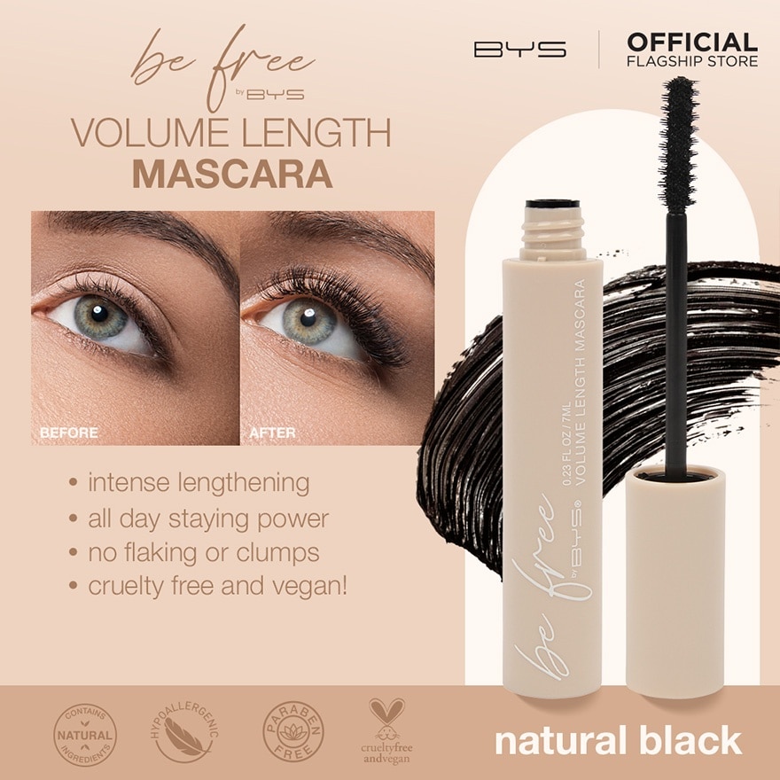 BYS BE FREE Volume Length Mascara Natural Black