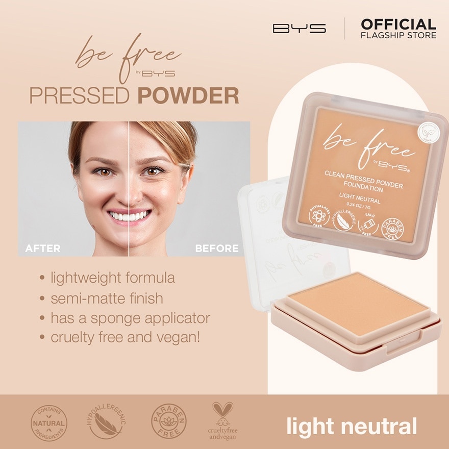 BE FREE by BYS Pressed Powder Light Natural 7G
