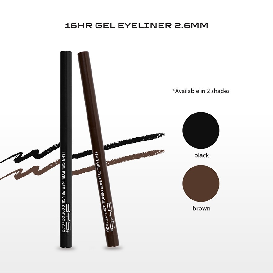 BYS 16hr Gel Eyeliner Pencil Brown 0.2g