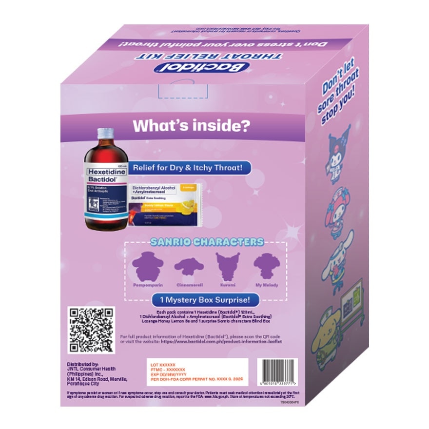 BACTIDOL Throat Relief Kit 120ml + Loz 8s with Free Sanrio image
