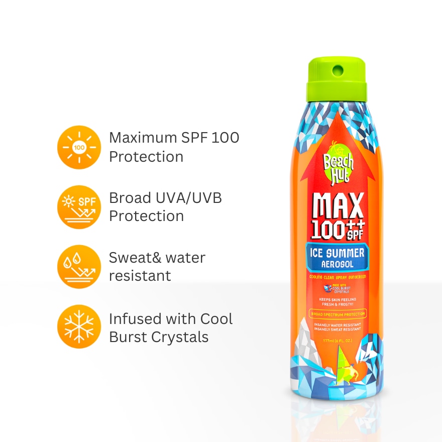 Beach Hut Max 100++ SPF Ice Summer Aerosol Spray 177ml