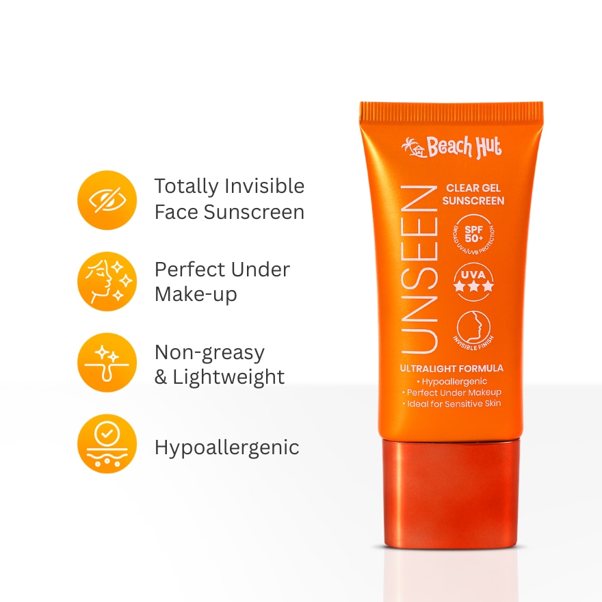 BEACH HUT SPF50+Unseen Clear Gel Face Sunscreen