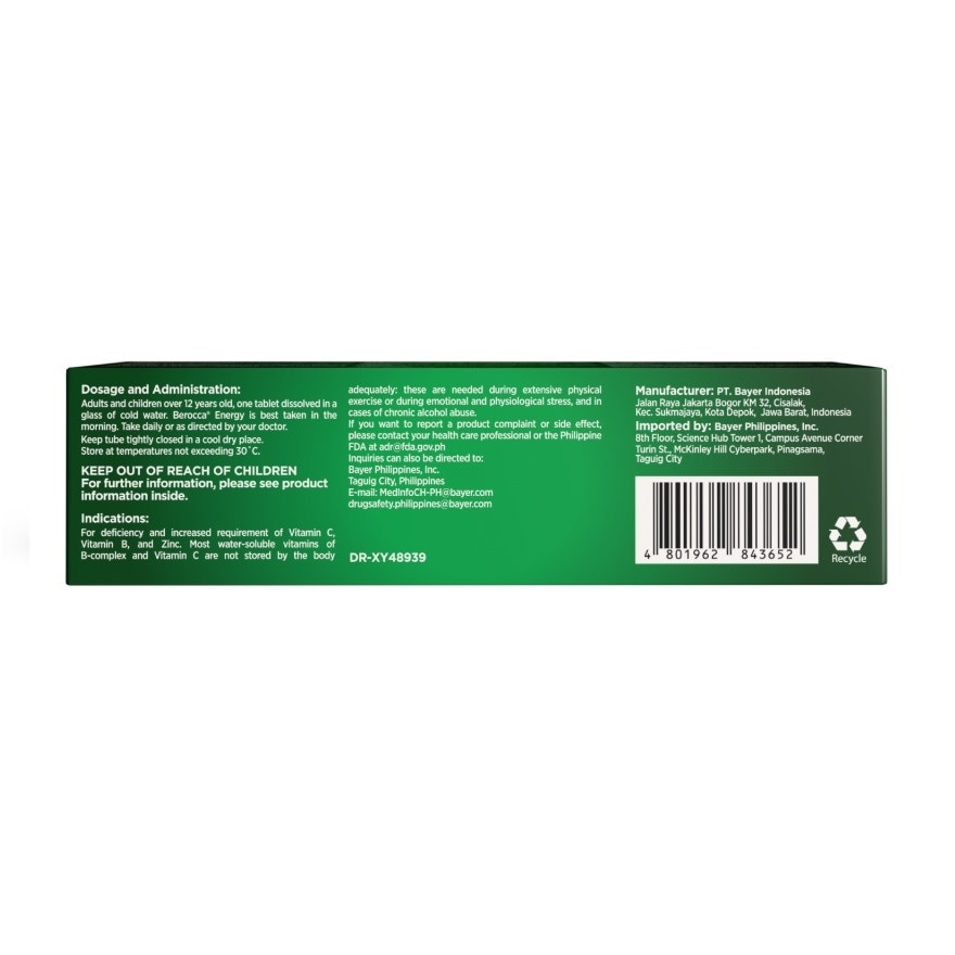 Berocca Effervescent Tablet Mango Orange Flavor 15s image