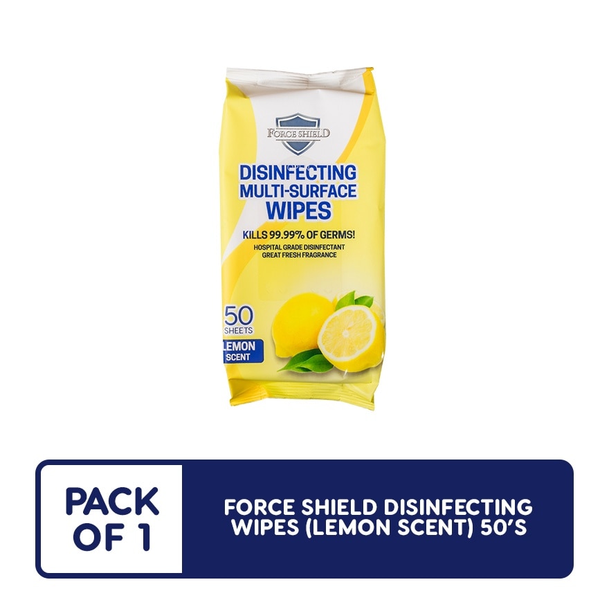 Force Shield Lemon Disinfecting Wipes 50's