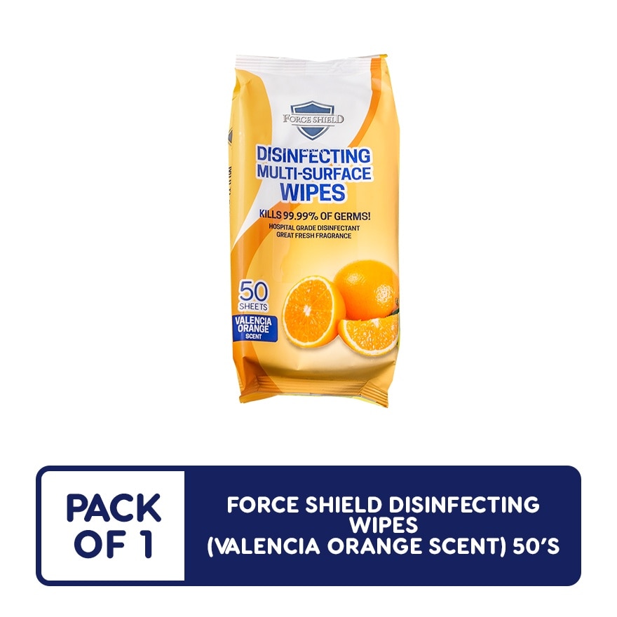 Force Shield Valencia Orange Disinfecting Wipes 50's