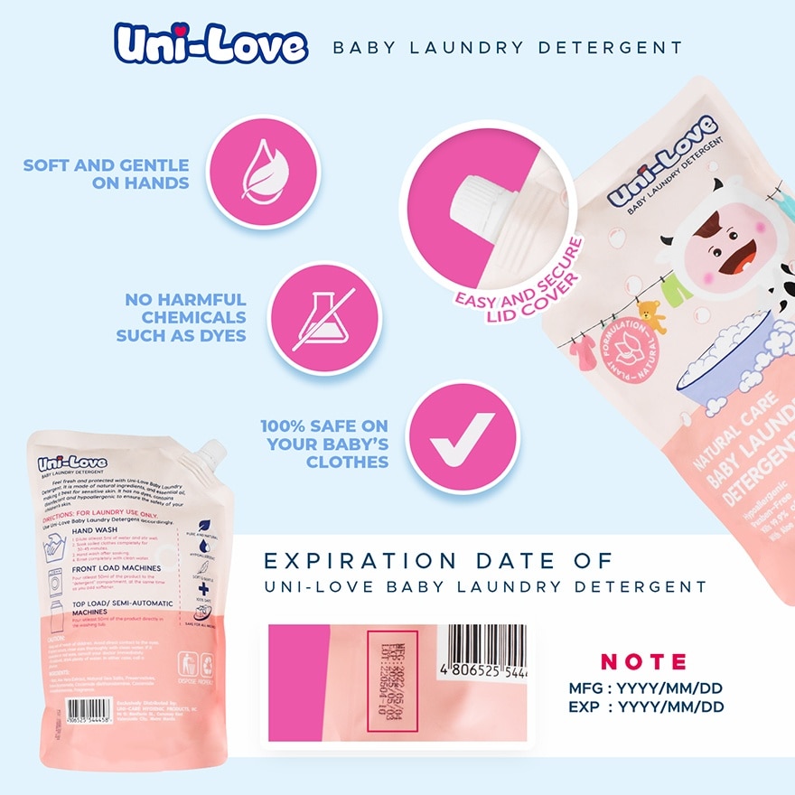 UNI LOVE Baby Laundry Detergent Milk Scent 1L