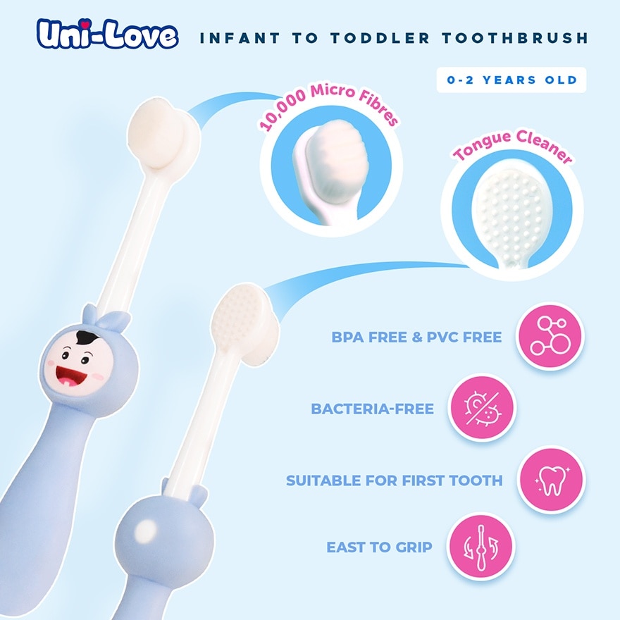 Uni-Love Infant to Toddler Toothbrush 0-2yrs (Blue)
