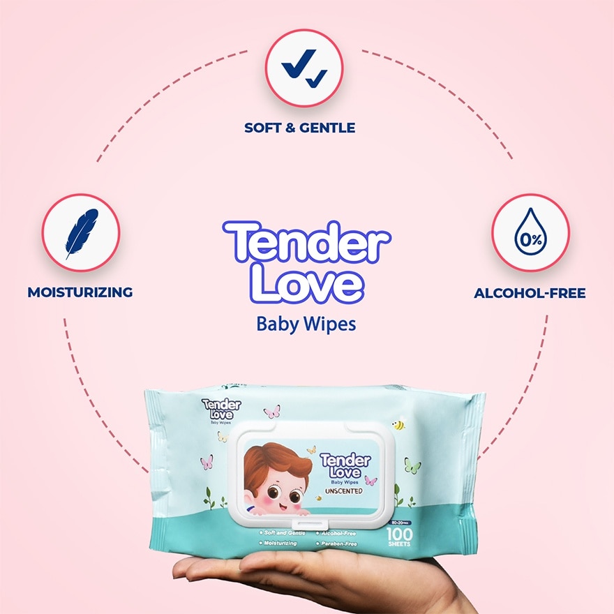 Tender Love Unscented (Magnifier) Baby Wipes 80's