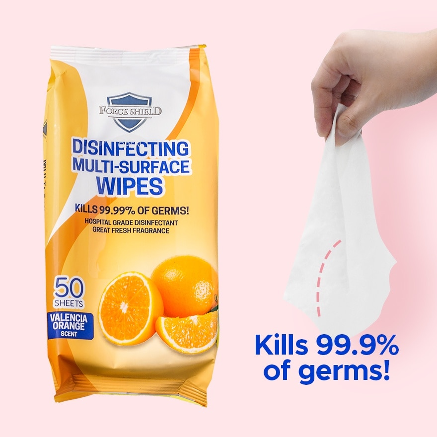 Force Shield Valencia Orange Disinfecting Wipes 50's