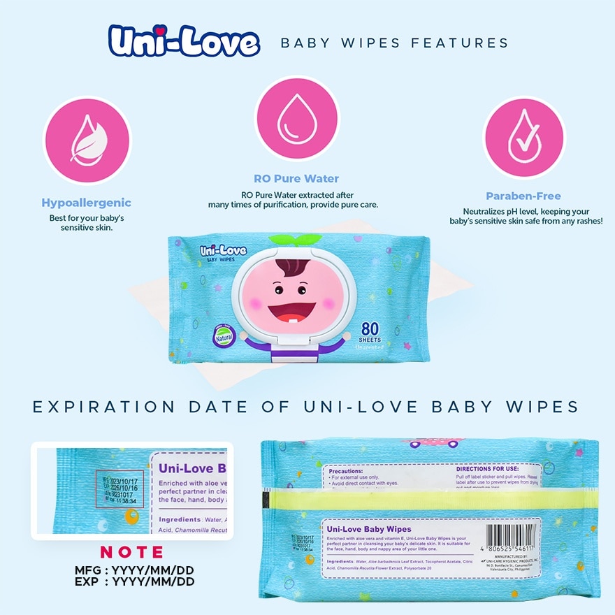 Uni-Love Unscented Baby Wipes 80's