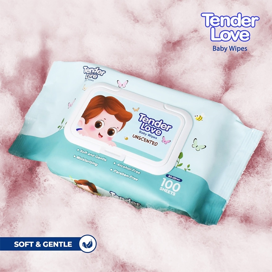Tender Love Unscented (Magnifier) Baby Wipes 80's