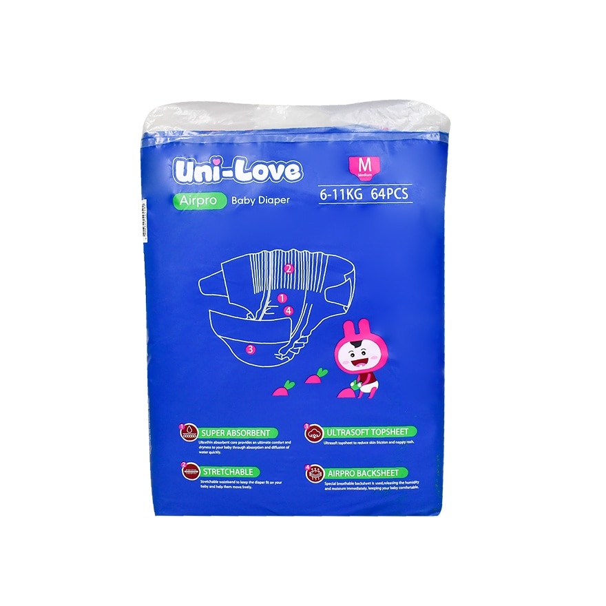 Uni-Love Airpro Baby Diaper (Medium) 64's
