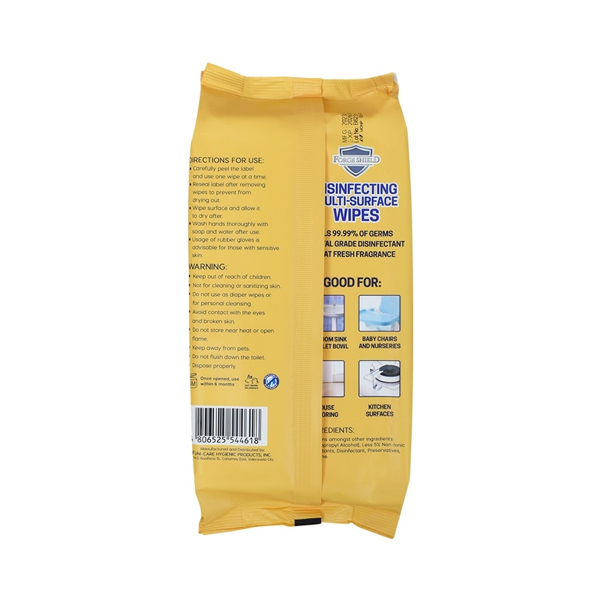 Force Shield Valencia Orange Disinfecting Wipes 50's