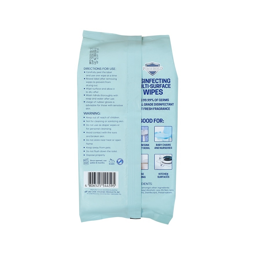 Force Shield Fresh Disinfecting Wipes 50's