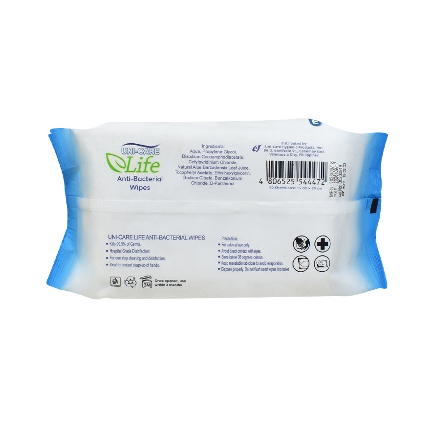 UNI-CARE Life Anti-Bacterial Wipes 90's