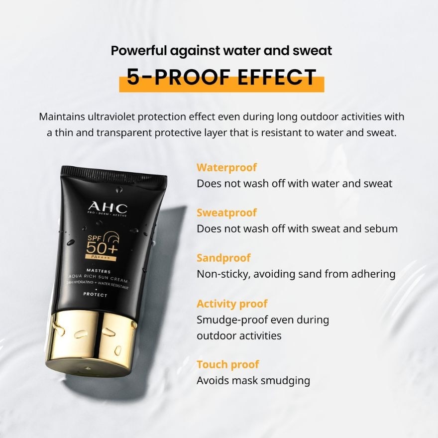 AHC Masters Aqua Rich Sun Cream SPF50+ PA++++ 30ml image
