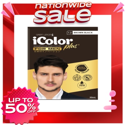 ICOLOR Icolor Plus Shampoo-In Hair Color For Men Brown Black 30Ml