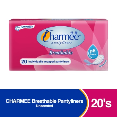 CHARMEE Breathable Pantyliners Unscented 20 liners