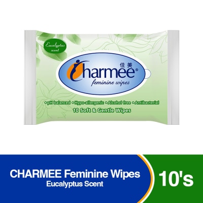 CHARMEE Feminine Wipes 10 Soft and Gentle Wipes Eucalyptus Scent