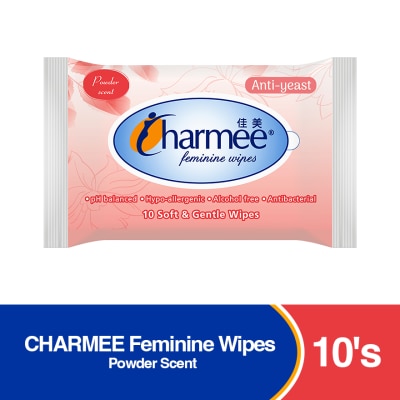 CHARMEE CHARMEE Feminine Wipes Powder Scent 10 Soft and Gentle Wipes