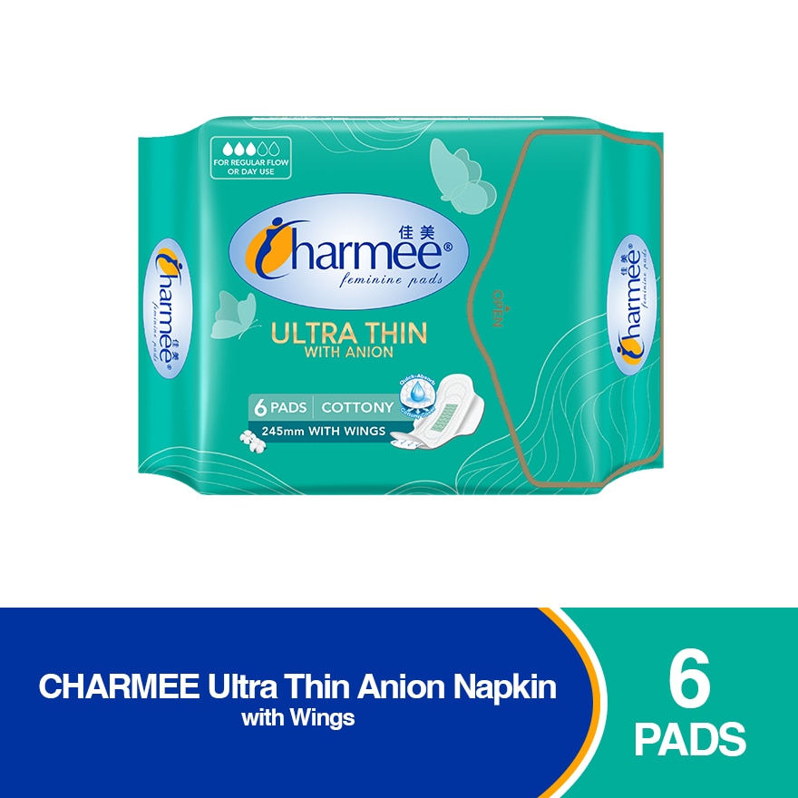 CHARMEE Ultra Thin Anion Napkin with Wings for Regular Flow
