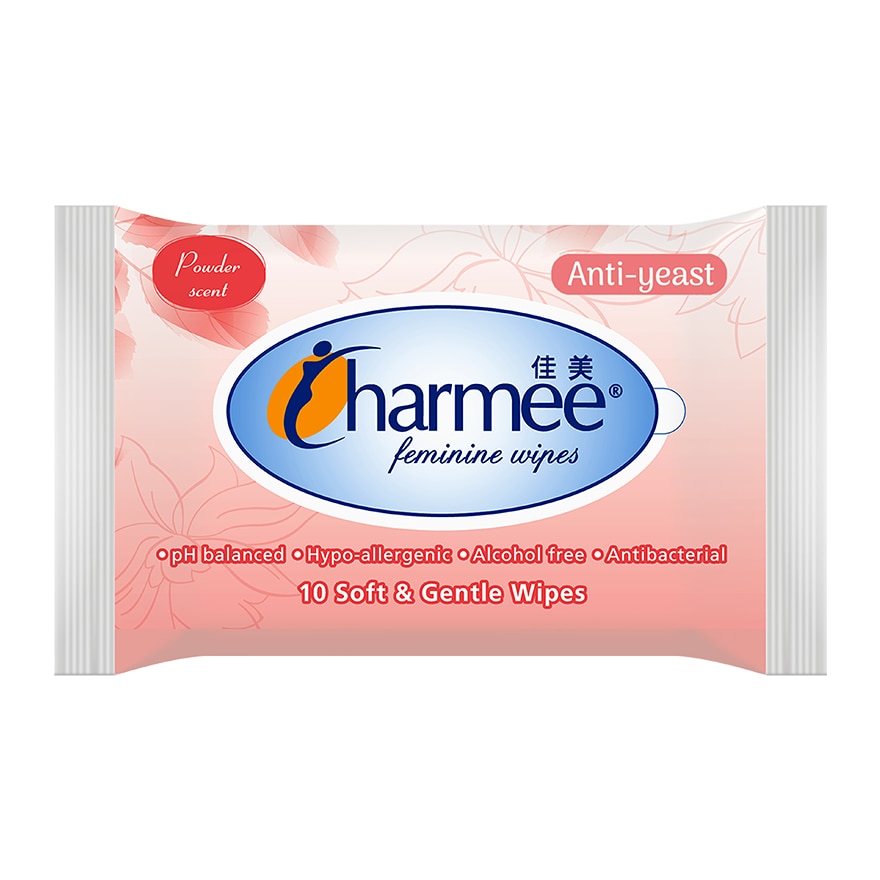CHARMEE Feminine Wipes Powder Scent 10 Soft and Gentle Wipes