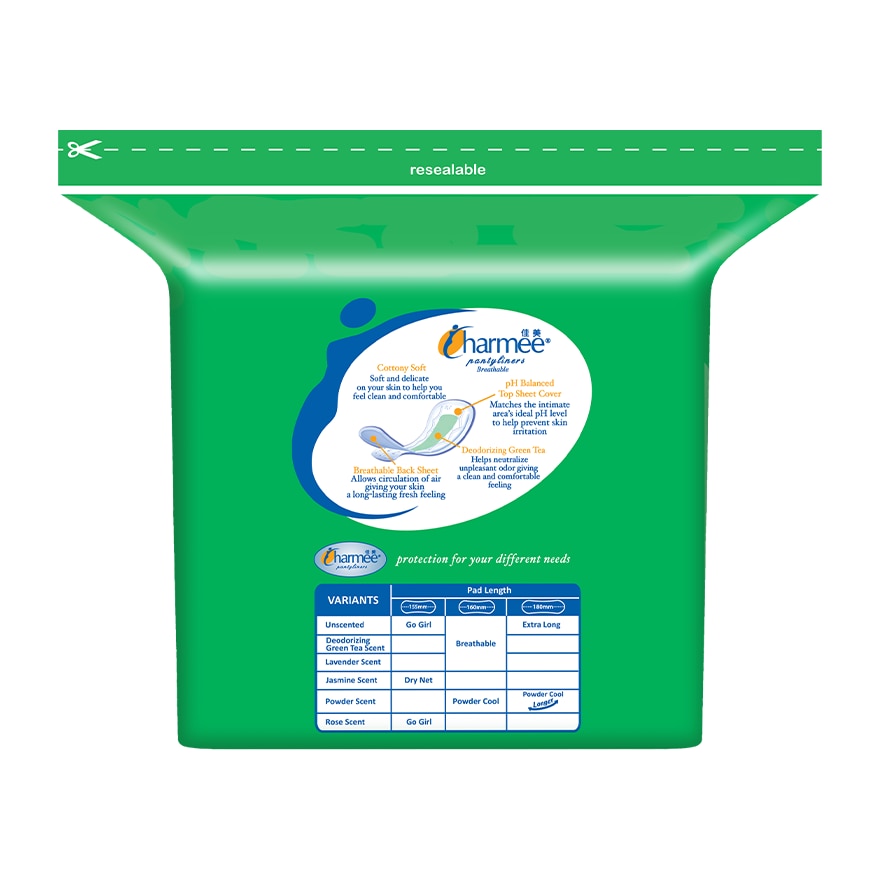 CHARMEE Pantyliner Breathable Green Tea 40s